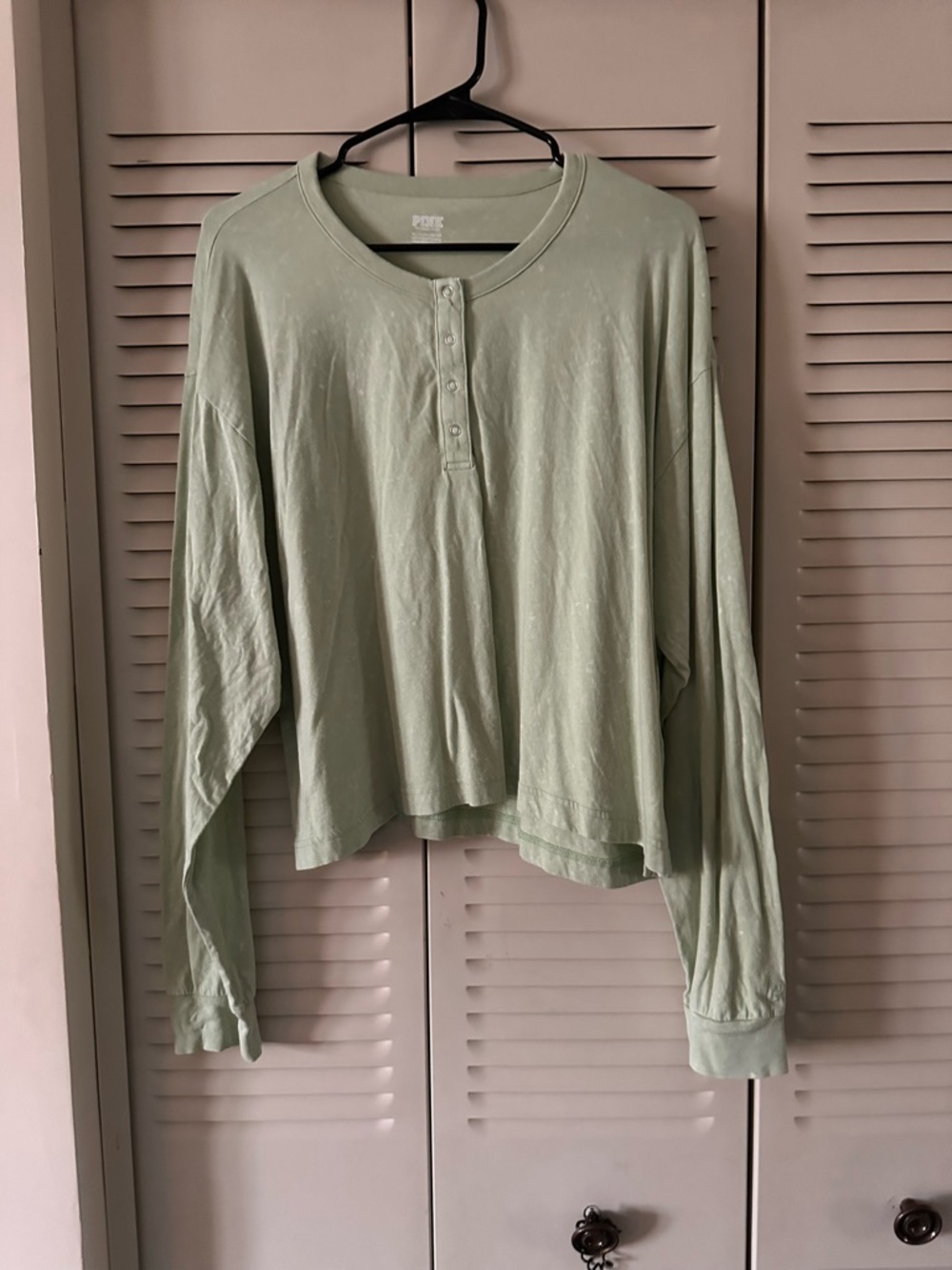 Victoria's Secret Light Sage Henley Long-Sleeve Top